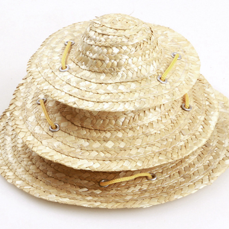 Kisállat szalmakalap Kézzel készített szőtt napsapka Kutya macska szalmakalap Kisállat kültéri kiegészítők Kisállat termékek Kis/nagy kutyák Macskakalapok