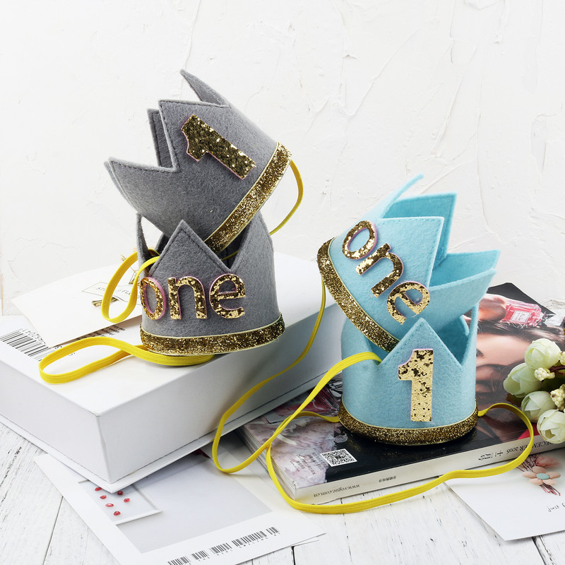 Aranyos baba születésnapi parti sapka csecsemő baba fiú lány lány gyerekek herceg korona 1. 2 éves bulikapka csillogó születésnapi dekoráció