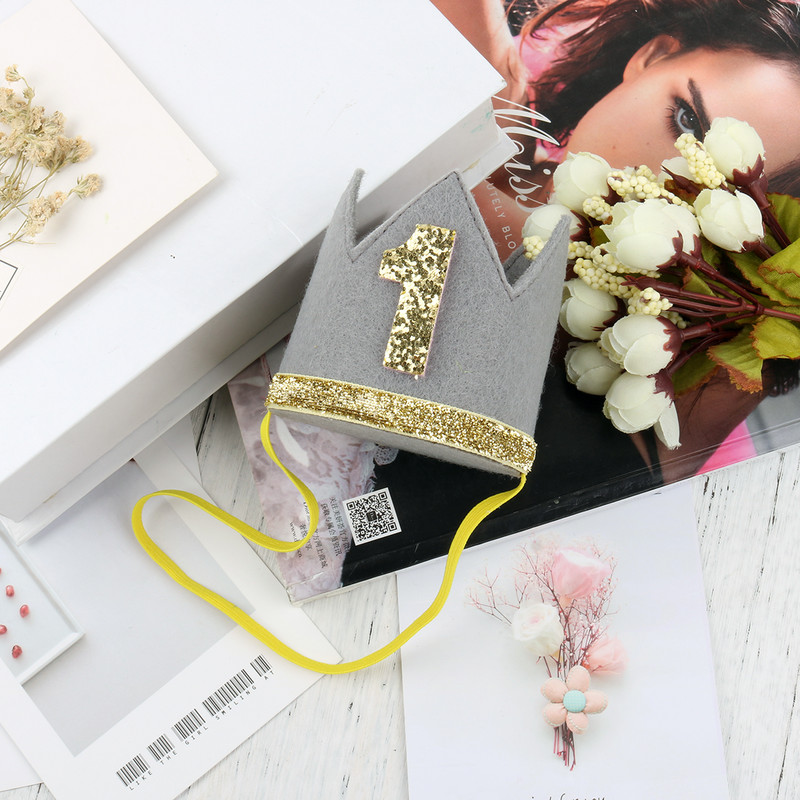 Aranyos baba születésnapi parti sapka csecsemő baba fiú lány lány gyerekek herceg korona 1. 2 éves bulikapka csillogó születésnapi dekoráció