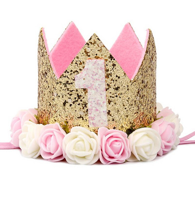PATIMATE Születésnapi Koronás Kalapok 1. 2. 3. Születésnapi Party dekoráció Princess Crown Baby Gyerek sapka egyéves születésnapi dekoráció