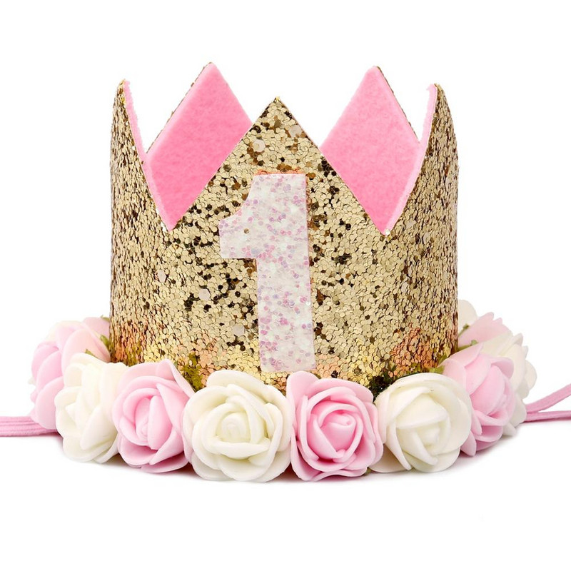 PATIMATE Születésnapi Koronás Kalapok 1. 2. 3. Születésnapi Party dekoráció Princess Crown Baby Gyerek sapka egyéves születésnapi dekoráció