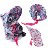 Moderna mājdzīvnieku ziedu cepure Vasaras kaķu suņu viziera vāciņš Regulējams, jauks, šņorējams mājdzīvnieks sauļošanās cepure Ziedu suņu cepure kucēnu kopšanas saģērbt cepure