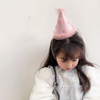 Χρόνια πολλά Δαντελένιο καπέλο μωρό Πριγκίπισσα και κορίτσι Χαριτωμένο λουλούδι Διακόσμηση πάρτι με καπέλο ντους Δώρο Παιδικά καλύμματα κεφαλής