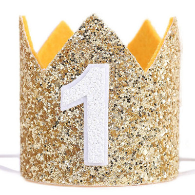 Gimtadienio karūnos kepurė 1/2 1-ojo gimtadienio vakarėlio dekoravimo kepuraitės Blizgančios galvos juostelės naujagimiams mergaitėms berniukams kūdikių dušo dekoravimo reikmenys