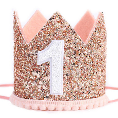 Gimtadienio karūnos kepurė 1/2 1-ojo gimtadienio vakarėlio dekoravimo kepuraitės Blizgančios galvos juostelės naujagimiams mergaitėms berniukams kūdikių dušo dekoravimo reikmenys