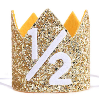 Gimtadienio karūnos kepurė 1/2 1-ojo gimtadienio vakarėlio dekoravimo kepuraitės Blizgančios galvos juostelės naujagimiams mergaitėms berniukams kūdikių dušo dekoravimo reikmenys