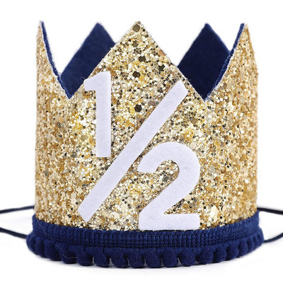 Gimtadienio karūnos kepurė 1/2 1-ojo gimtadienio vakarėlio dekoravimo kepuraitės Blizgančios galvos juostelės naujagimiams mergaitėms berniukams kūdikių dušo dekoravimo reikmenys