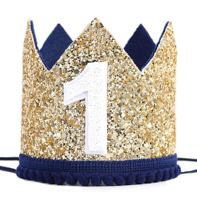 Birthday Crown Hat 1/2 1st Happy Birthday Decor Caps Glitter Headband Νεογέννητα Κορίτσια Αγόρια Διακόσμηση ντους μωρών