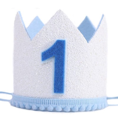 Gimtadienio karūnos kepurė 1/2 1-ojo gimtadienio vakarėlio dekoravimo kepuraitės Blizgančios galvos juostelės naujagimiams mergaitėms berniukams kūdikių dušo dekoravimo reikmenys
