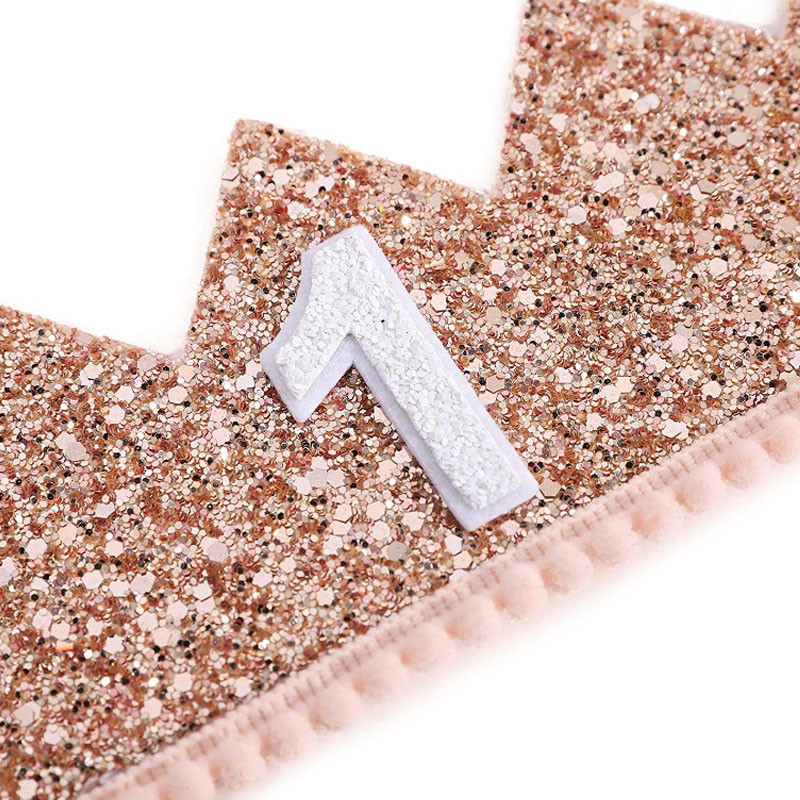 Gimtadienio karūnos kepurė 1/2 1-ojo gimtadienio vakarėlio dekoravimo kepuraitės Blizgančios galvos juostelės naujagimiams mergaitėms berniukams kūdikių dušo dekoravimo reikmenys