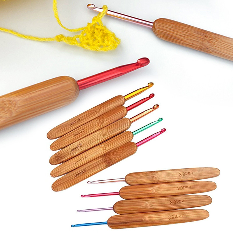 1 vnt. nėrimo kabliukas, bambukinės mezgimo adatos, nėrimo adatos, metalinės galvutės, megztinio adata „pasidaryk pats“ mezgimo įrankis, skirtas pynimui