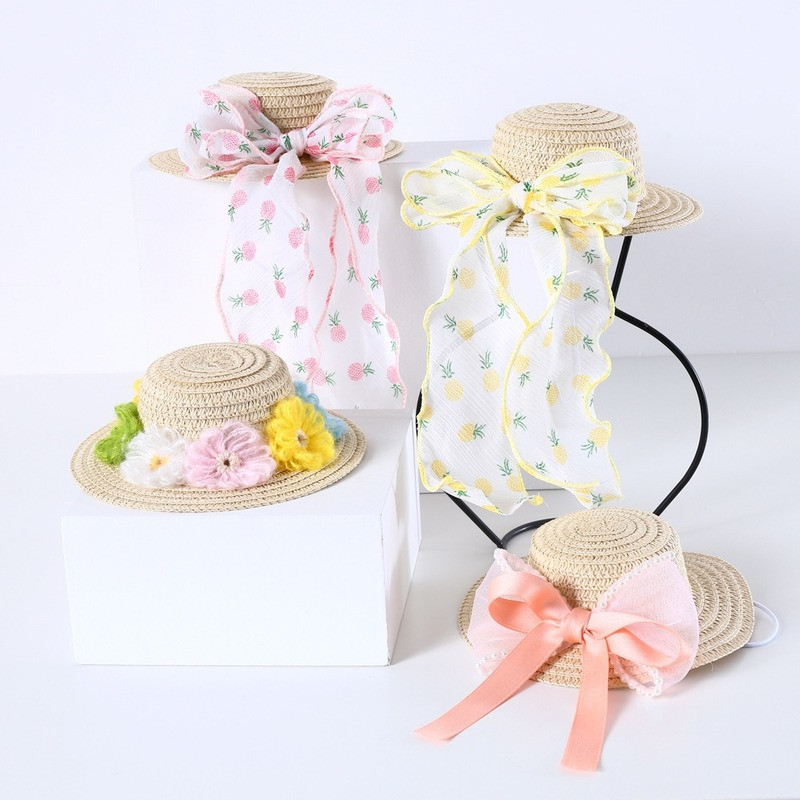 Új kisállat szőtt szalmakalap dekoratív sapka macska kutyának százszorszép gyöngy napraforgó tündér születésnapi kisállat kiegészítők fejdísz sapka