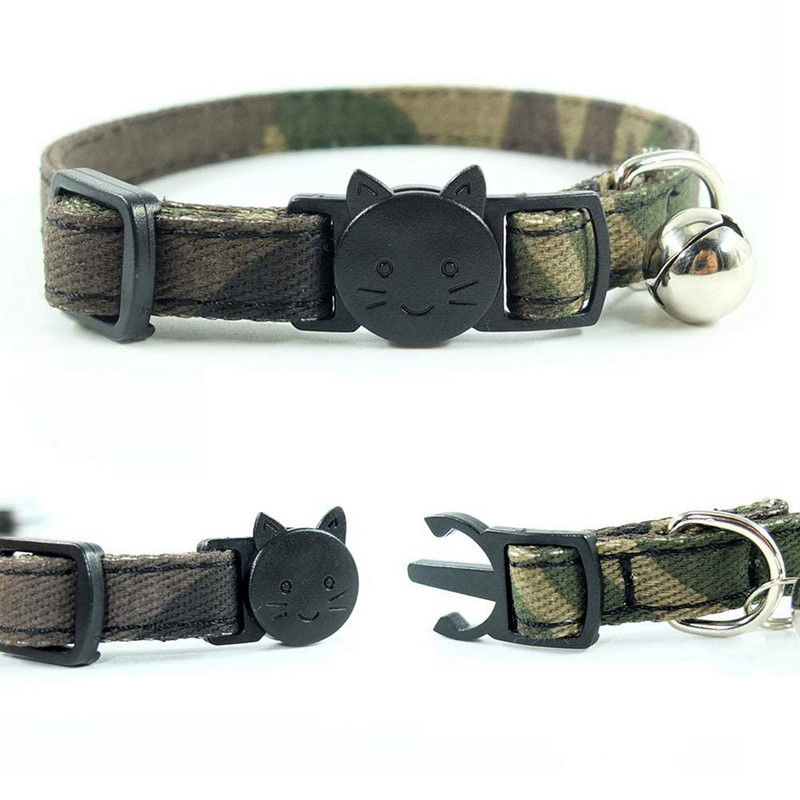 Maskēšanās kaķu kaklasiksna ar zvaniņu, ātri nolaižamu sprādzi un izturīgu kaķēnu kaķēnu kaklasiksnu, 6,8-10,8 collu