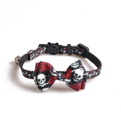 Helovīna tauriņš kaķu kaklasiksnas Regulējamas Breakaway kaķēnu kaklasiksnas Drošība ar kulonu un zvaniņu Ķirbju spoku sikspārņu kaklasiksna mājdzīvniekam