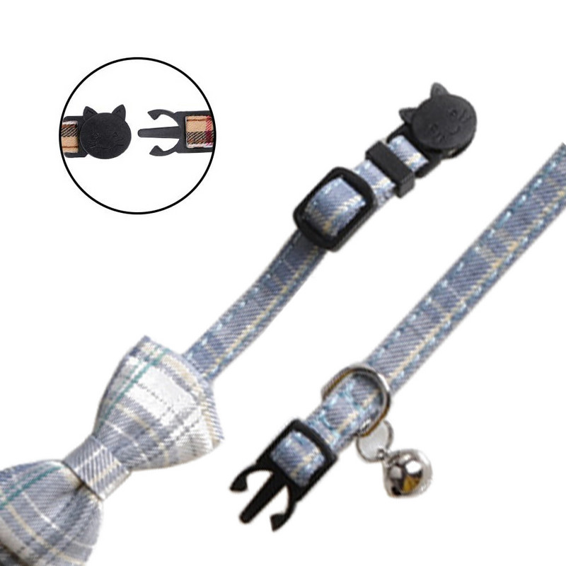 Breakaway macskanyakörv csengővel és klasszikus kockás csokornyakkendővel, állítható biztonsági cicanyakörvek háziállatok és kölykök számára 7,8-10,2 hüvelyk között