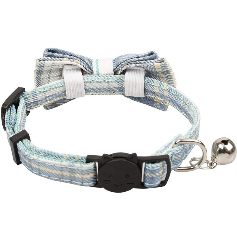 Breakaway macskanyakörv csengővel és klasszikus kockás csokornyakkendővel, állítható biztonsági cicanyakörvek háziállatok és kölykök számára 7,8-10,2 hüvelyk között