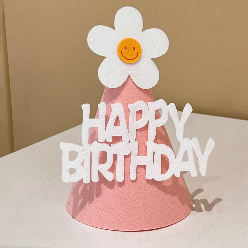 Aranyos százszorszép filcsapka Születésnapi Koronás Kalapok Kötéllel Gyerekek Kisállat Kutya Barkácsolás Buli Fejpántok Partysapkák Babazuhany fejfedők