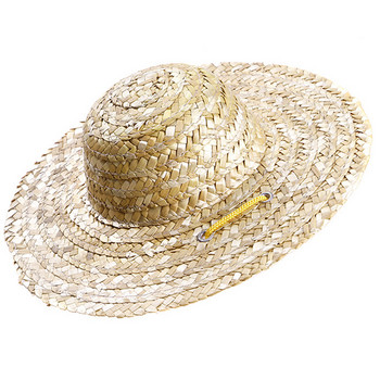 Μόδα Χειροποίητο καπέλο κατοικίδιου σκύλου Ψάθινο καπέλο με ρυθμιζόμενο λουρί Γάτα Καπέλο παραλίας κουτάβι γατάκι υφαντό καπέλο ηλίου Sombrero χαριτωμένα αξεσουάρ για κατοικίδια