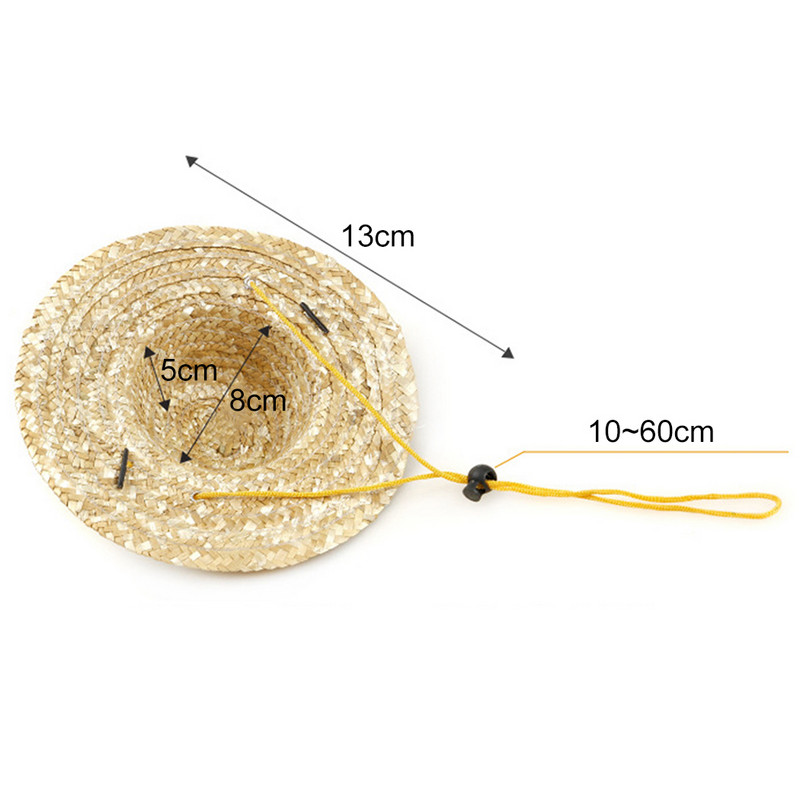 Modes ar rokām darināta mājdzīvnieku cepure suns salmu cepure Regulējama siksna kaķis pludmales cepure kucēns kaķēns sauļošanās cepure austa Sombrero jauki mājdzīvnieku aksesuāri