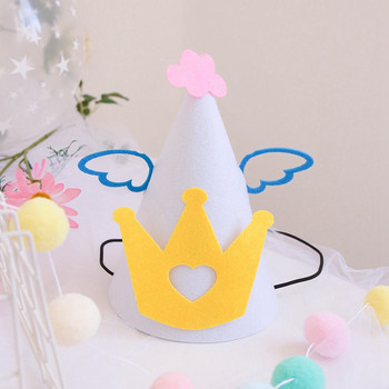 Χαριτωμένο καπέλο γενεθλίων με στέμμα με αστεράκια για ενήλικες Παιδιά τσόχα Καπέλα για πάρτι Διακόσμηση πάρτι Παιδικά αξεσουάρ Χρόνια πολλά Διακόσμηση