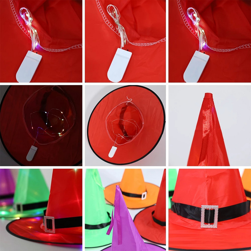 Halloweeni kaunistus nõiamüts LED-tuled Halloweeni nõiamüts lastele peokaunistuseks tarvikud õues puu rippuv ornament