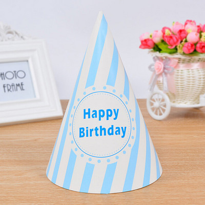 10gab 20*15cm Baby Kids varavīksnes dzimšanas dienas raksta papīra cepures Daudz laimes dzimšanas dienā bērnu dušas rotājumi krāsaini dzimšanas dienas papīra cepures