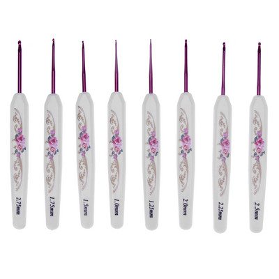 8 db Puha fogantyú színes alumínium ötvözet horgolótűk kötőtű készlet varrás kötő horgolótűk barkács kézműves eszköz