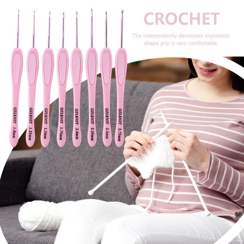 8 db Puha fogantyú színes alumínium ötvözet horgolótűk kötőtű készlet varrás kötő horgolótűk barkács kézműves eszköz