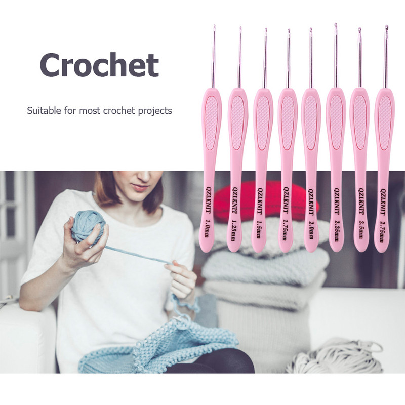 8 db Puha fogantyú színes alumínium ötvözet horgolótűk kötőtű készlet varrás kötő horgolótűk barkács kézműves eszköz