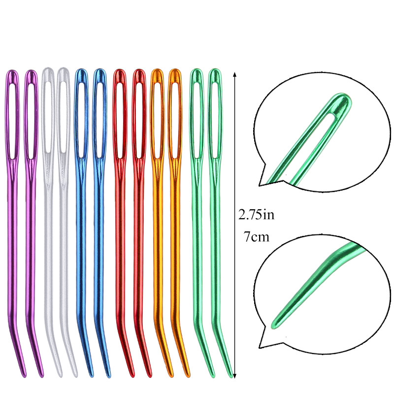 12 gab. Izliekts uzgalis Gobelēna adatas Dzija Adīšana Aušanas adatas Lielas acs līknes Liektas adatas Adīšanas Tamborēšanas DIY Šūšanas piederumi