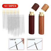 12/24 gab. Aklās adatas Vecāka gadagājuma cilvēkiem, adatas puses caurums, roku šūšana mājsaimniecības nerūsējošā tērauda šūšana bez vītnes vītņošanas rotaslietas