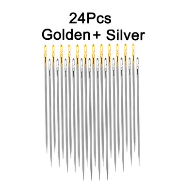 12/24 gab. Aklās adatas Vecāka gadagājuma cilvēkiem, adatas puses caurums, roku šūšana mājsaimniecības nerūsējošā tērauda šūšana bez vītnes vītņošanas rotaslietas