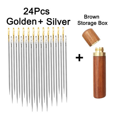 12/24 gab. Aklās adatas Vecāka gadagājuma cilvēkiem, adatas puses caurums, roku šūšana mājsaimniecības nerūsējošā tērauda šūšana bez vītnes vītņošanas rotaslietas