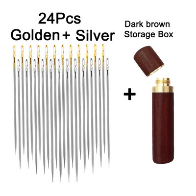 12/24 gab. Aklās adatas Vecāka gadagājuma cilvēkiem, adatas puses caurums, roku šūšana mājsaimniecības nerūsējošā tērauda šūšana bez vītnes vītņošanas rotaslietas