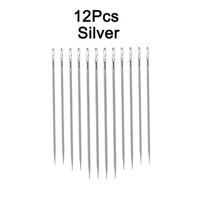 12/24 gab. Aklās adatas Vecāka gadagājuma cilvēkiem, adatas puses caurums, roku šūšana mājsaimniecības nerūsējošā tērauda šūšana bez vītnes vītņošanas rotaslietas