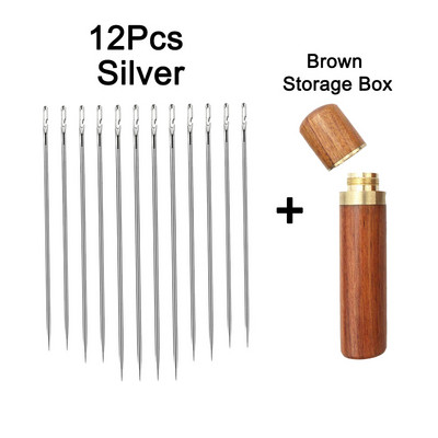 12/24 gab. Aklās adatas Vecāka gadagājuma cilvēkiem, adatas puses caurums, roku šūšana mājsaimniecības nerūsējošā tērauda šūšana bez vītnes vītņošanas rotaslietas