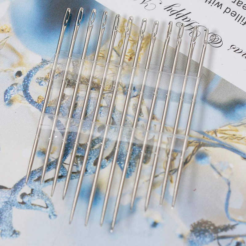 12/24 gab. Aklās adatas Vecāka gadagājuma cilvēkiem, adatas puses caurums, roku šūšana mājsaimniecības nerūsējošā tērauda šūšana bez vītnes vītņošanas rotaslietas