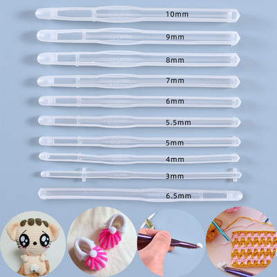 Set de ace de tricotat 10 bucăți dimensiuni 3-10 mm matriță din silicon pentru croșetat DIY rășină epoxidică UV instrument pentru ace de cusut