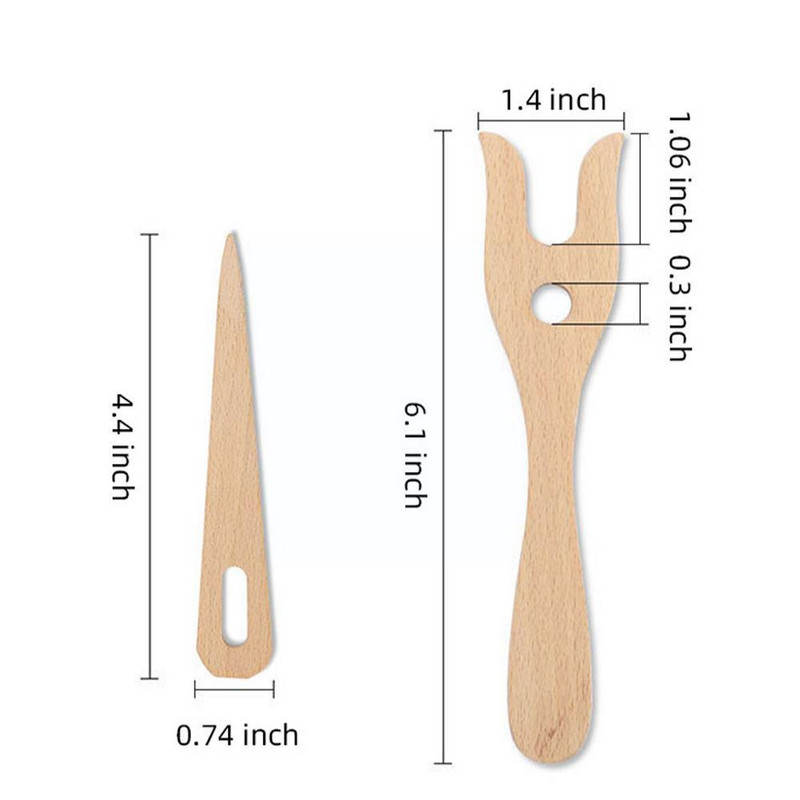 DIY ar rokām darināta koka dakša Adīšana ar lielām acs adatām Gobelēns Adīšana Dižskābarža piederumi Instrumenti Adīšanas dakša Dakša Roku darbs Adījums W5A2