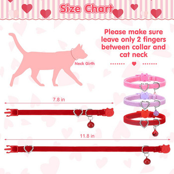 Котешка яка за Свети Валентин с розова мека флокирана материя Регулируема отцепваща се яка за малки, средни големи котки, кучета, домашни любимци