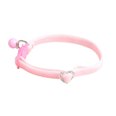 Valentīndienas kaķa kaklasiksna ar zvana rozā mīkstu, plūstošu audumu, regulējamu atdalāmu kaklasiksnu maziem vidēji lieliem kaķiem, suņiem, mājdzīvniekiem