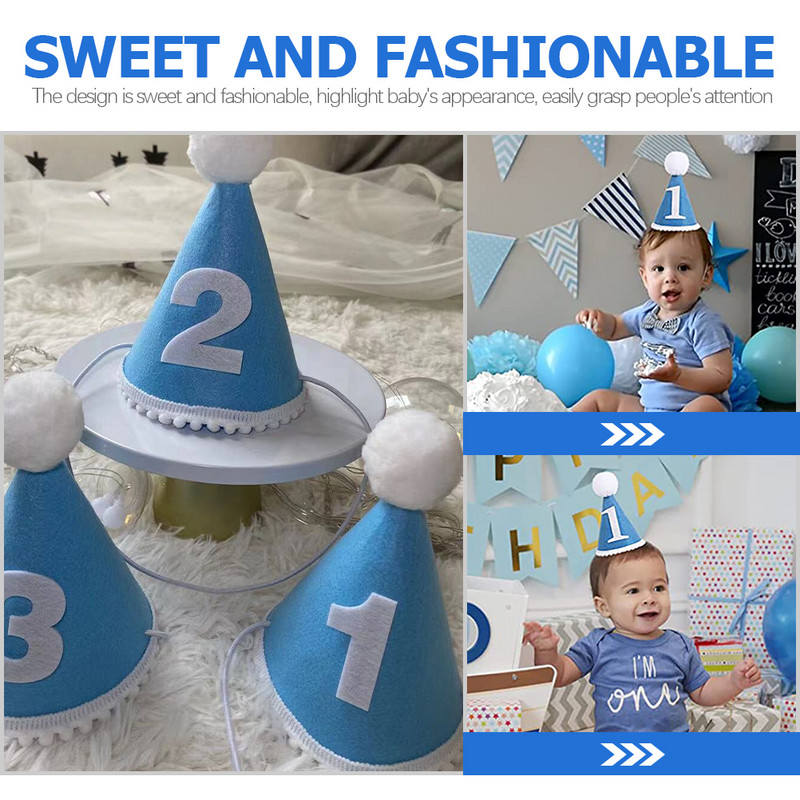 1. dzimšanas dienas cepure, mazuļa pirmā galvas saite, bērnu ballīšu cepures, galvassegas, foto rekvizīti, dekorēšana