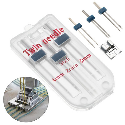 Cusătură dublă Unelte de uz casnic Accesorii Accesorii pentru mașină de cusut Picior presor încrețit 3 dimensiuni ace duble 9 caneluri