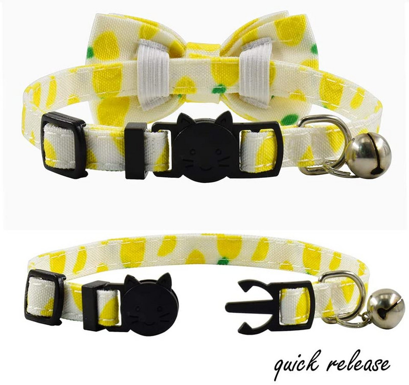 Cat nyakörvek Breakaway csengővel és bowtie kiwi bogyóval, kivi mintával Biztonsági cica nyakörvek masnival Kitty Cats kiskutyának