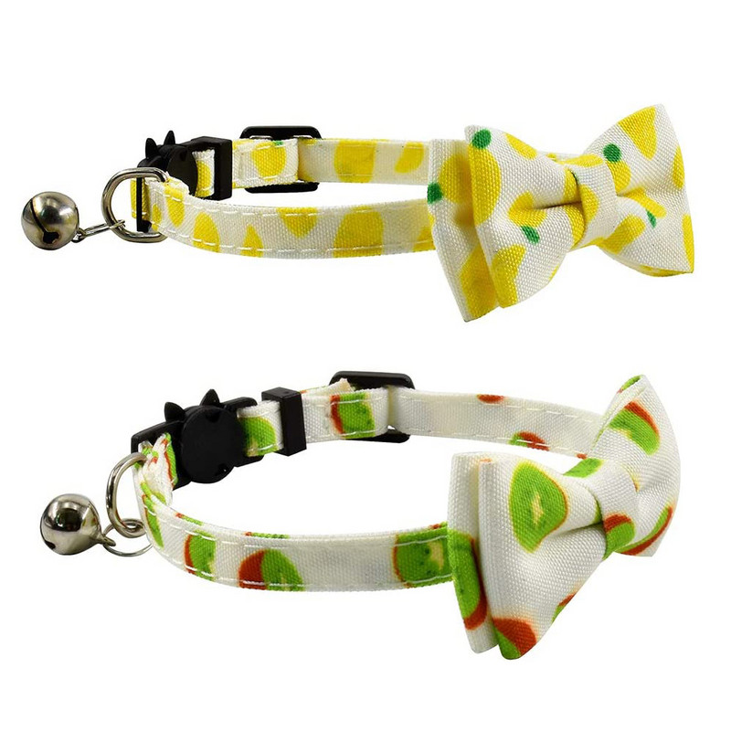 Cat nyakörvek Breakaway csengővel és bowtie kiwi bogyóval, kivi mintával Biztonsági cica nyakörvek masnival Kitty Cats kiskutyának