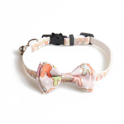 Húsvéti macska nyakörv, aranyos csokornyakkendővel és csengővel a cicának, állítható biztonsággal Húsvéti tojásos nyuszi cica nyakörvek kis kedvenceknek