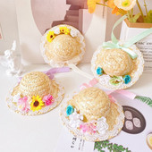 Modes mājdzīvnieku galvassegas Regulējamas mājdzīvnieku preces Mājdzīvnieku lentes Salmu cepure Suņu cepure Rekvizīti Cepure suns Saules cepure