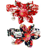 Kaķa kaklasiksna Breakaway ar zvaniņu un jaukiem saulespuķu aksesuāriem japāņu laimīgo ziedu raksta drošības kaķēnu kaklasiksnas mājdzīvniekiem