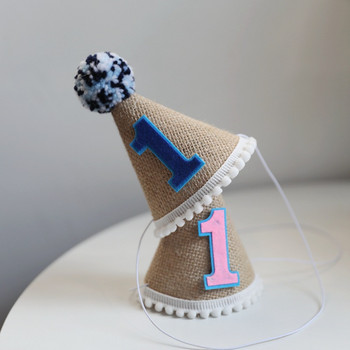 INS Παιδικό ροζ καπέλο λινάτσα για πρώτη φορά γενεθλίων 2ο μπλε καπέλα Διακόσμηση για πάρτι για κατοικίδια