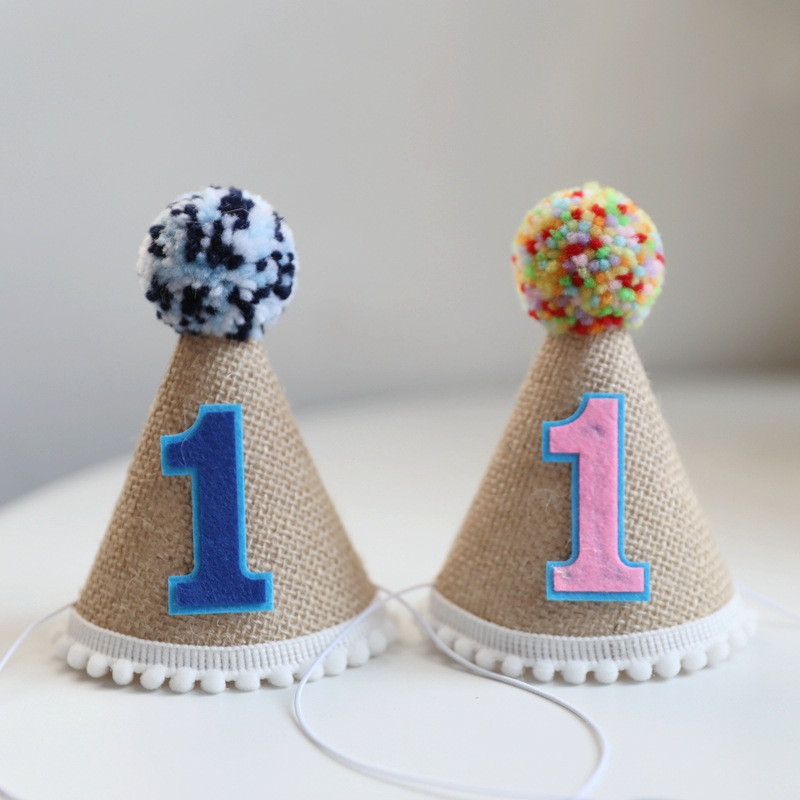 INS Kids Rozā pirmās dzimšanas dienas rupjš cepure 2. zila galvassega mājdzīvnieku ballītes dekorēšanai fotorekvizīti